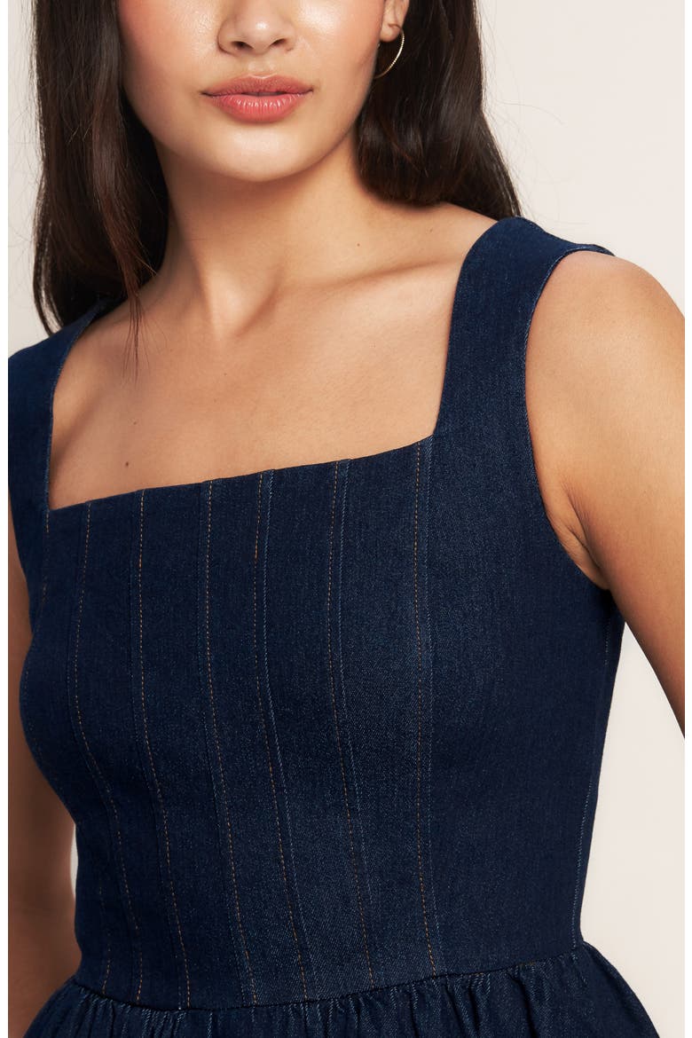 Denim Minidress, Alternate, color, DARK INDIGO