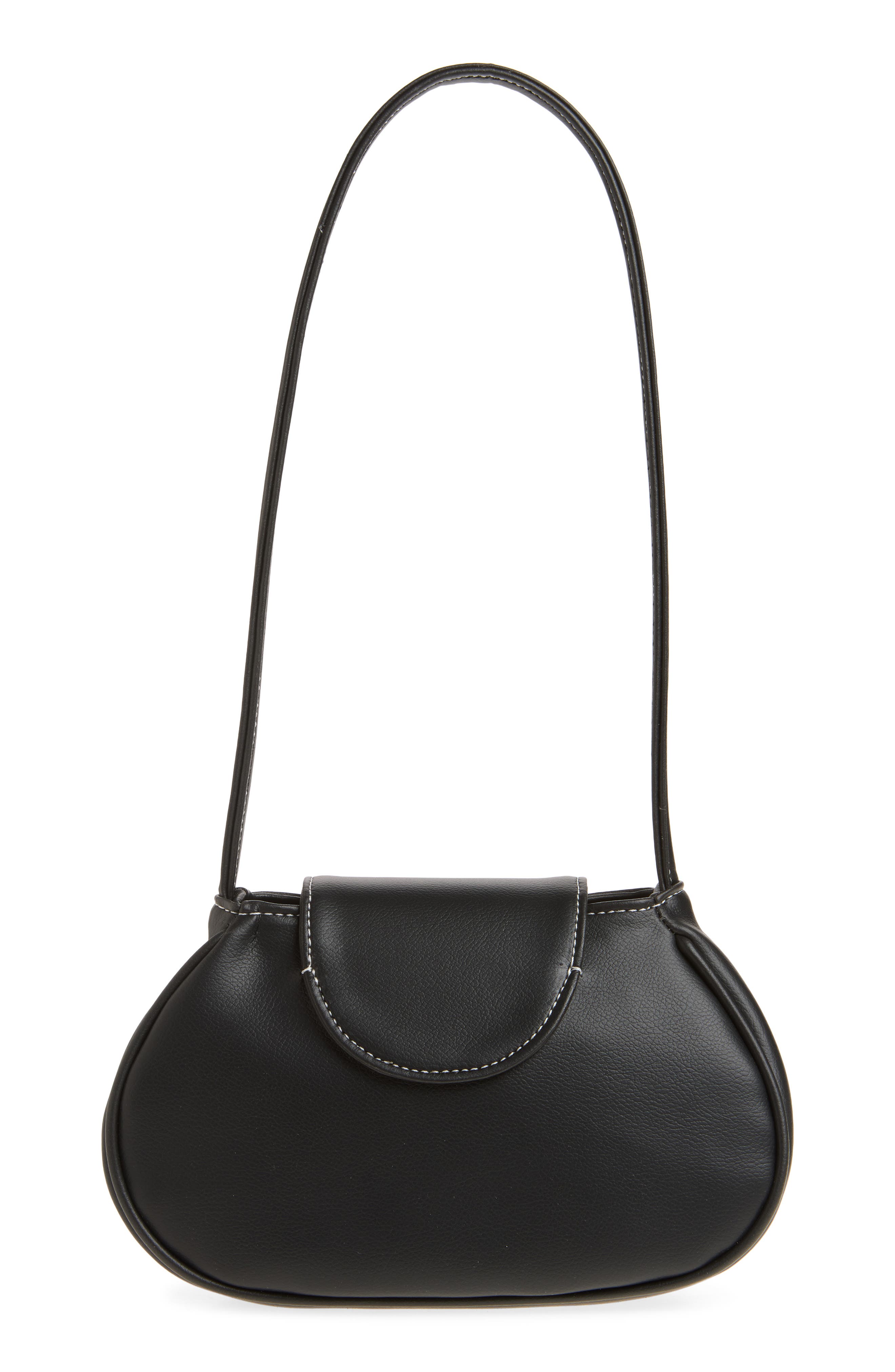 Ineva Faux Leather Baguette Bag, Alternate, color, BLACK