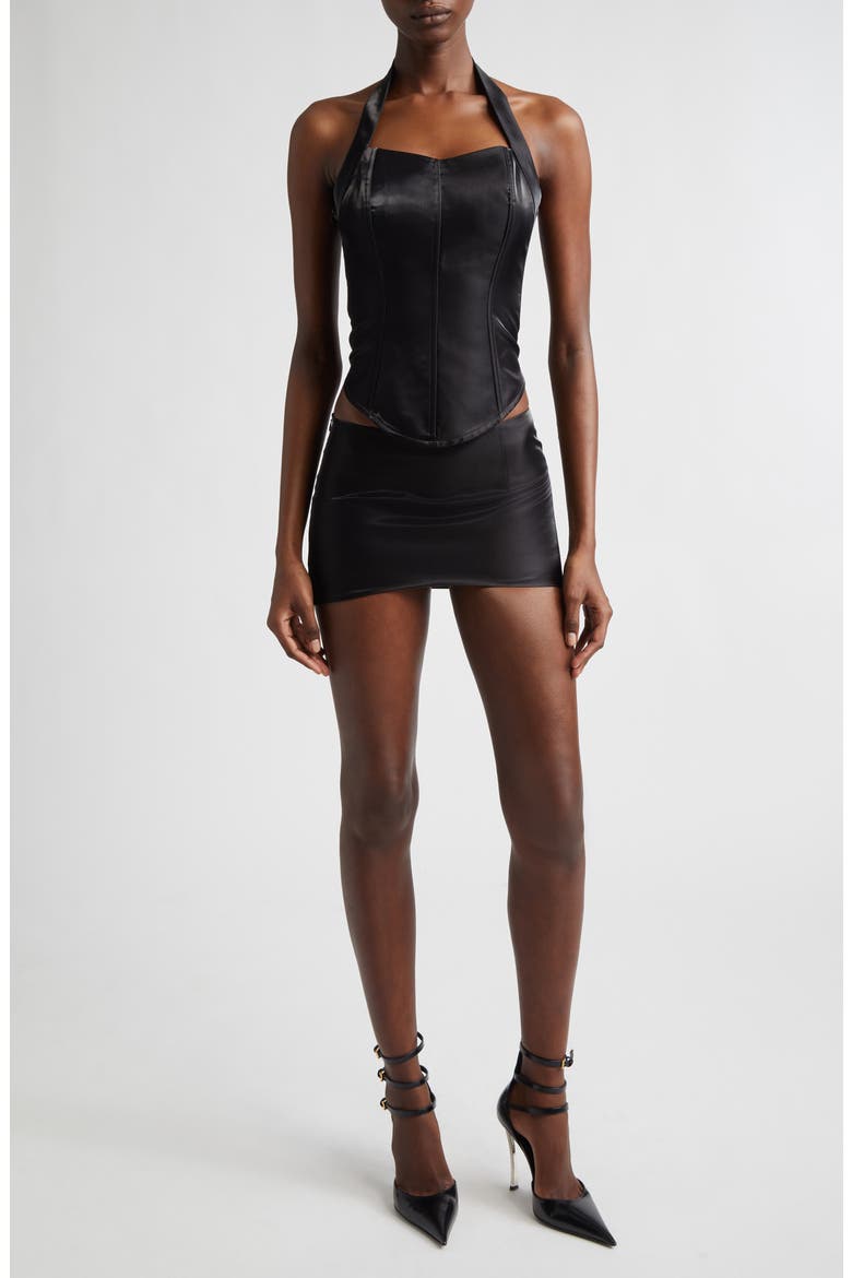 Satin Miniskirt, Alternate, color, BLACK
