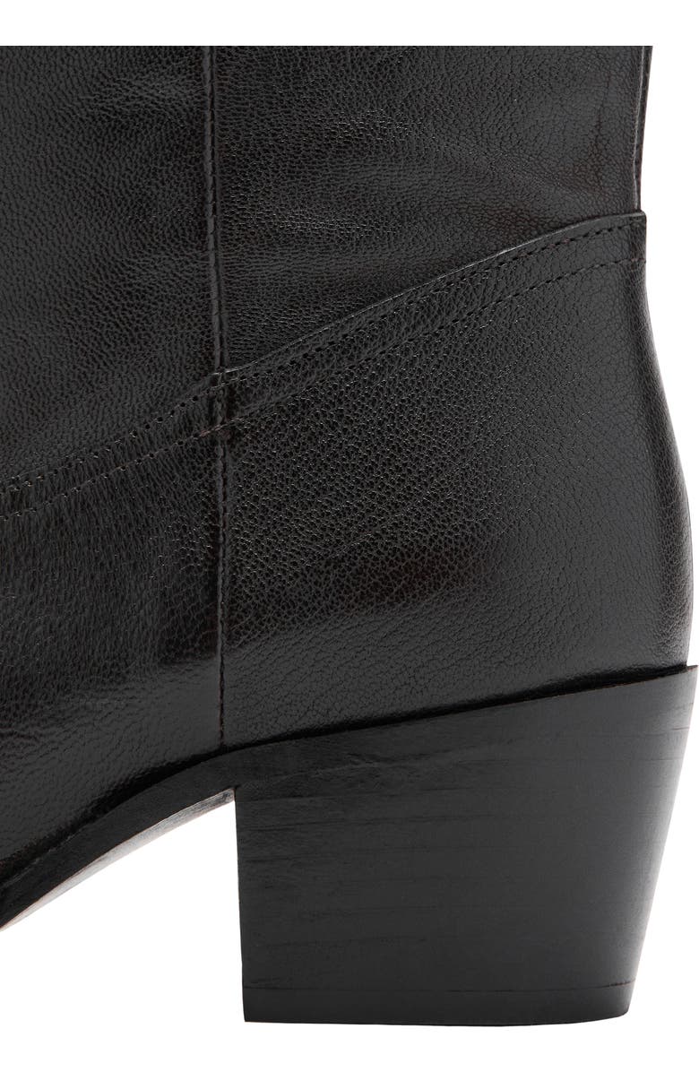 MANGO Leather Western Boot, Alternate, color, Chocolate