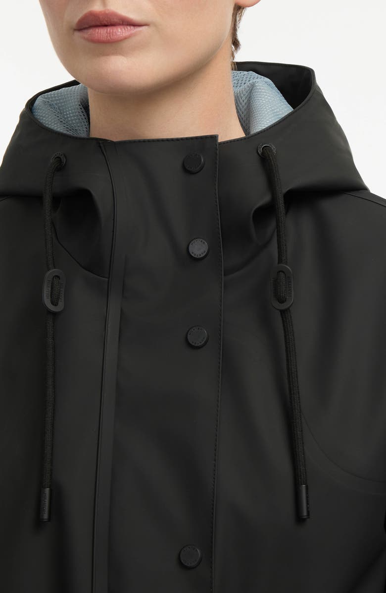 Hunter Abbey Water Repellent Rubberized Rain Jacket, Alternate, color, Black