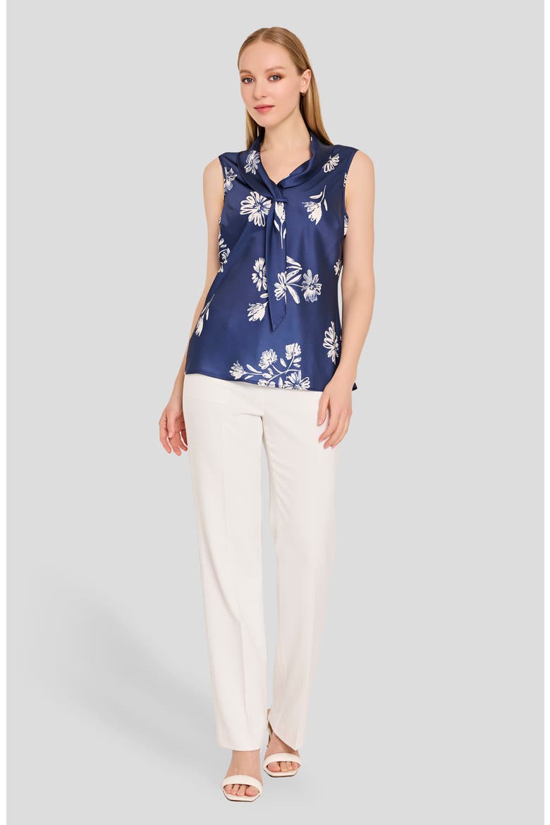 Sailor Tie Neck Sleeveless Top, Alternate, color, NAVY IVORY