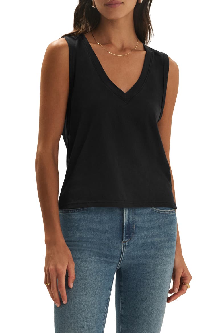 The Everyday Organic Cotton V-Neck Tank, Main, color, BLACK