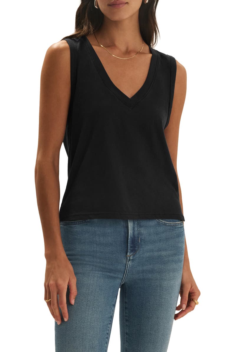 Favorite Daughter The Everyday Organic Cotton V-Neck Tank, Main, color, Black