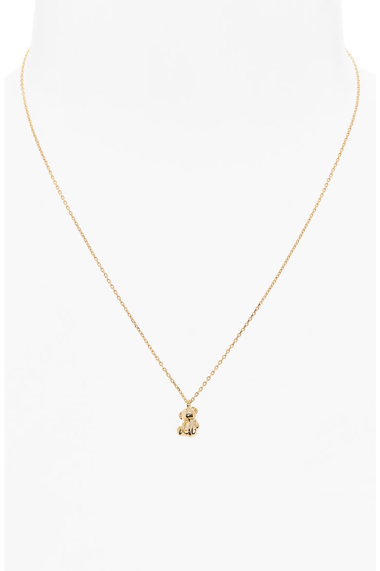 Teddy Bear Pendant Necklace, Alternate, color, GOLD