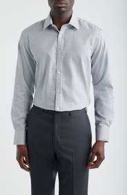 DANIEL HECHTER Modern Fit Check Textured Cotton Dress Shirt