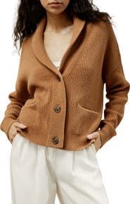 Lilysilk Women's Wool Knit Shawl Collar Cardigan