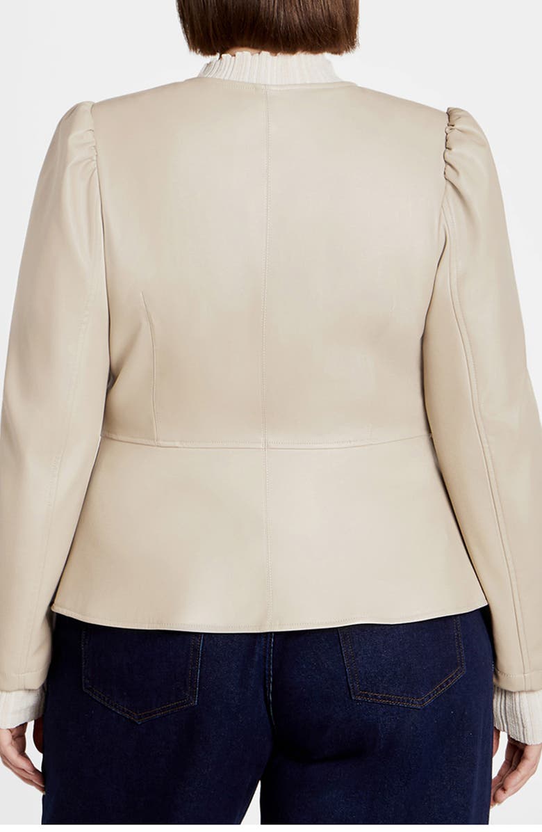 City Chic Mallory Faux Leather Jacket, Alternate, color, Cream