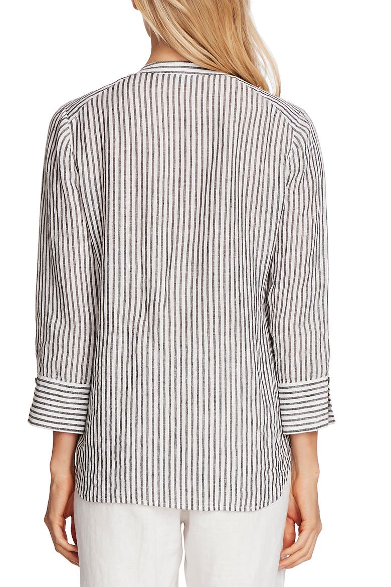 Stripe Linen Blouse, Alternate, color, RICH BLACK