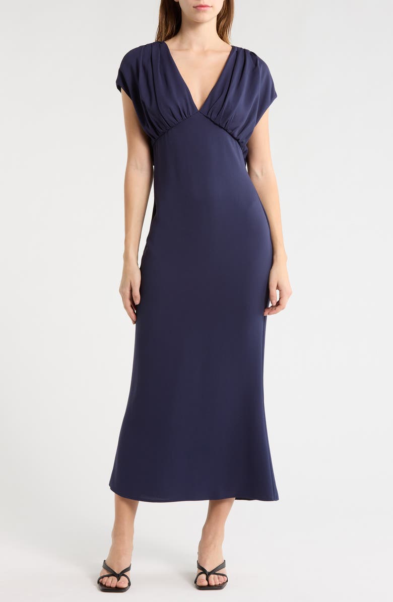 STAUD Char Empire Waist Dress, Main, color, Navy