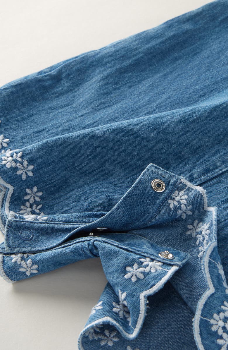 Nordstrom Embroidered Chambray Romper, Alternate, color, Mid Gem Wash