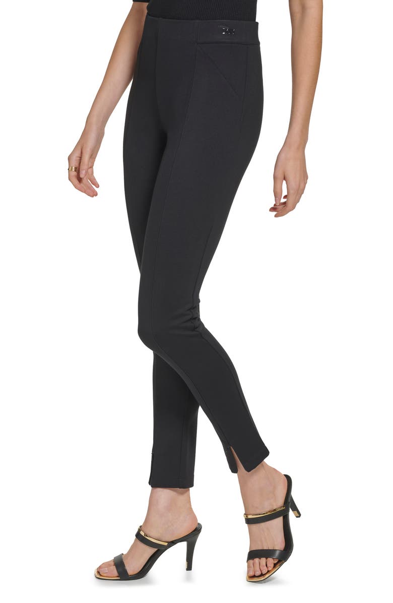 DKNY Front Slip Pull-On Ponte Pants, Alternate, color, 
