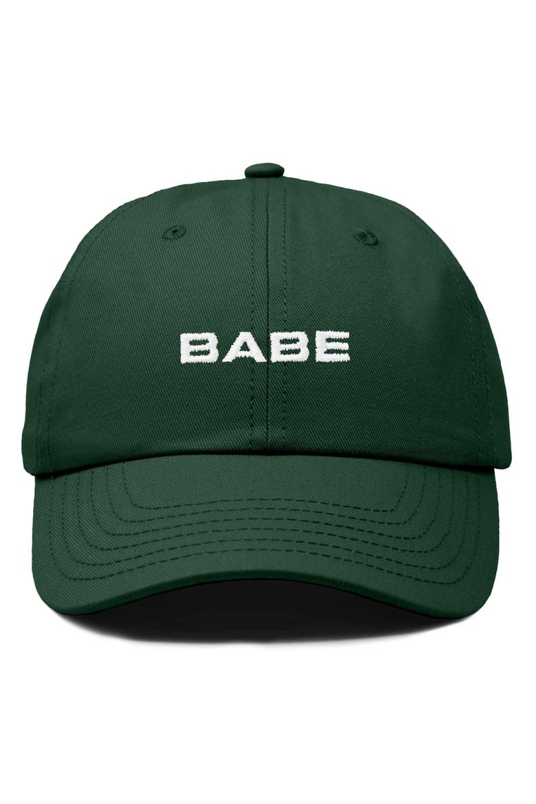Babe Embroidered Cap, Main, color, Dark Green