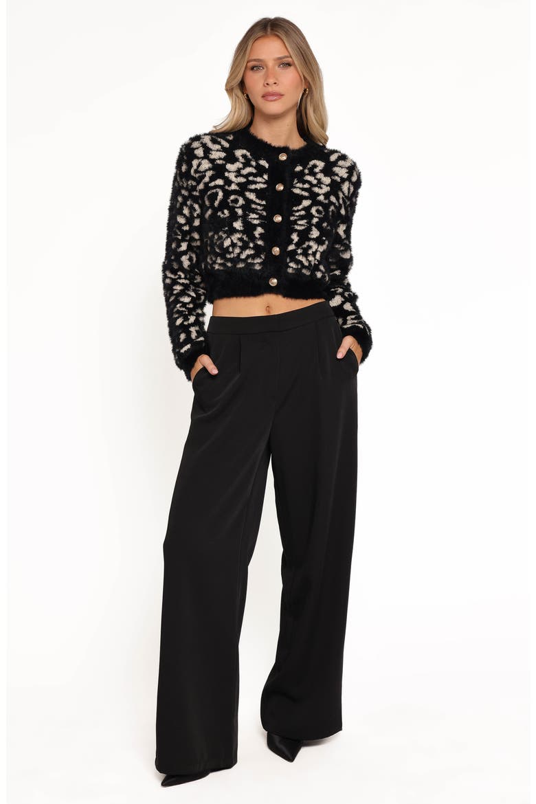 Tyra Leopard Spot Fuzzy Eyelash Crop Cardigan, Alternate, color, BLACK