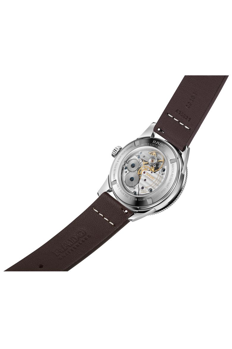 Captain Cook Over-Pole Leather Strap Watch, 37mm (Limited Edition), Alternate, color, BLACK/ STAINLESS STEEL