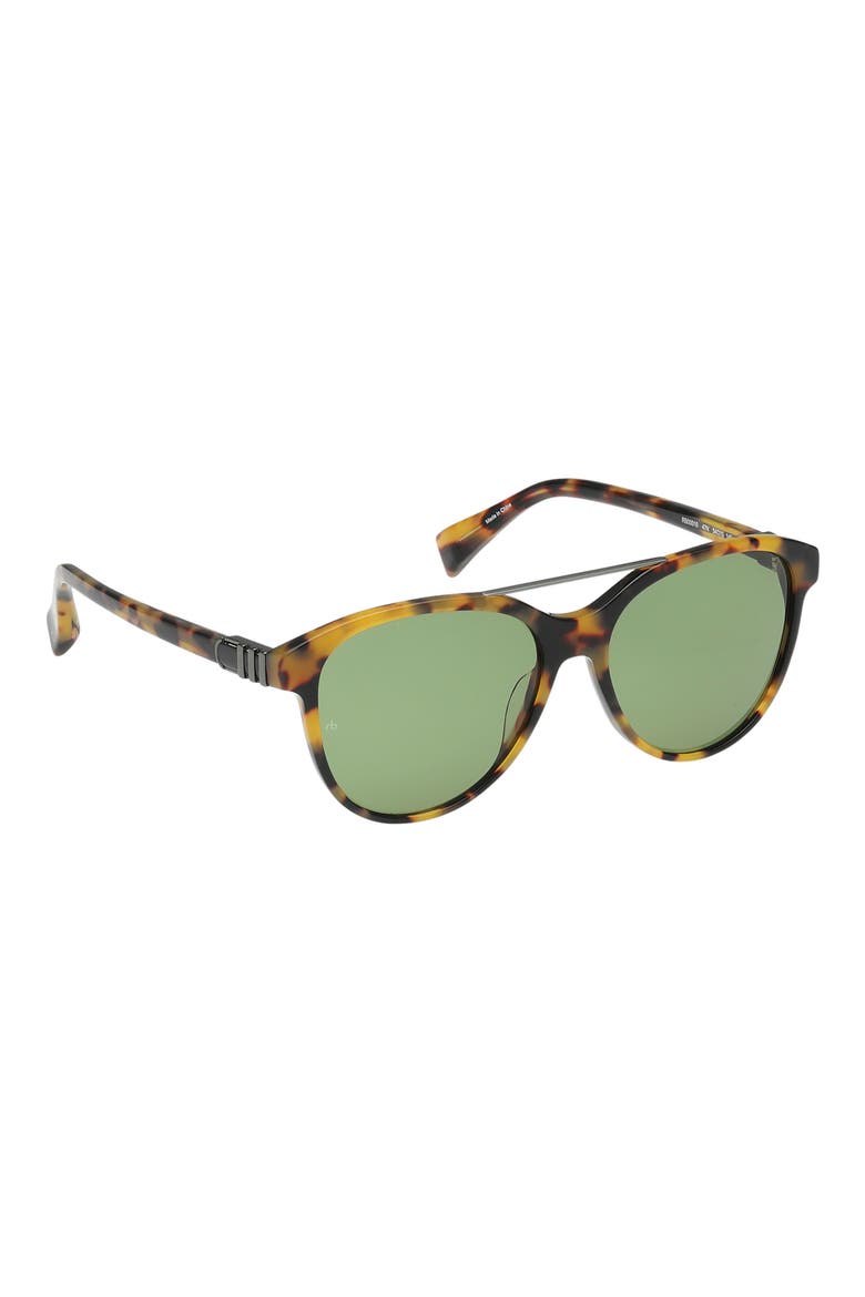 54mm Pilot Sunglasses, Alternate, color, MILKY AMBER TORT/ GREEN LENSES