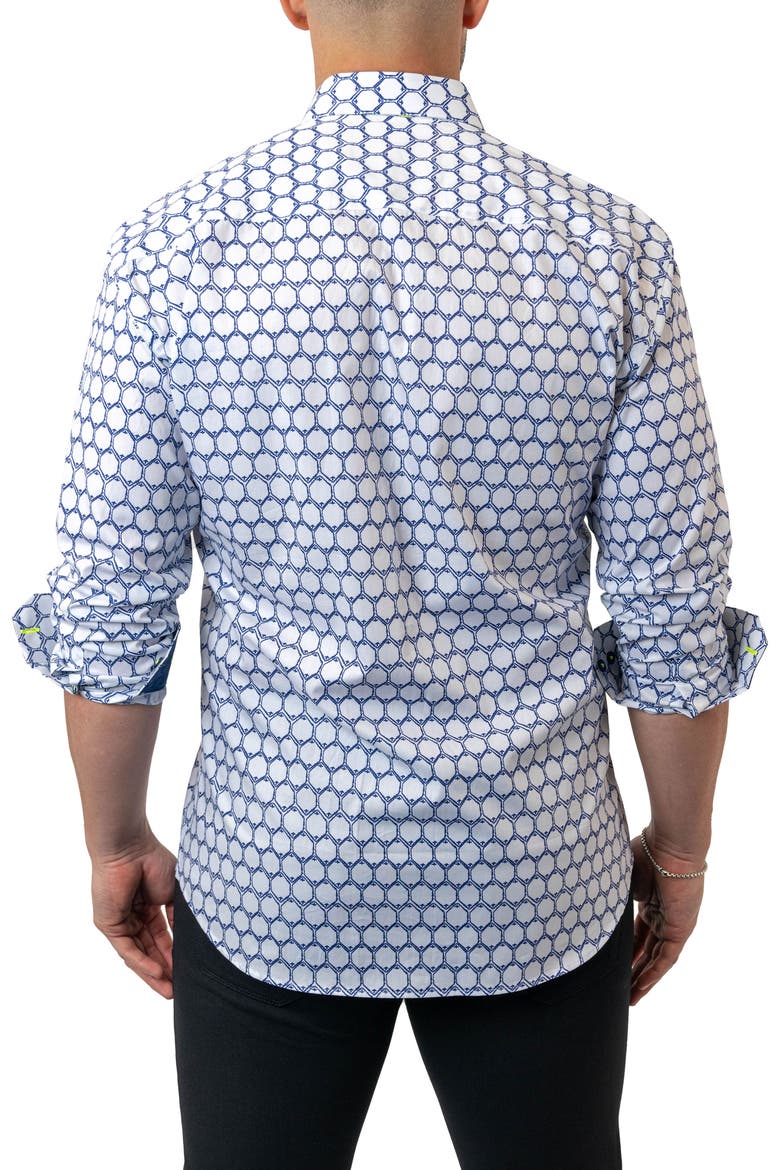 Fibonacci Stretchmirror White Performance Button-Up Shirt, Alternate, color, WHITE