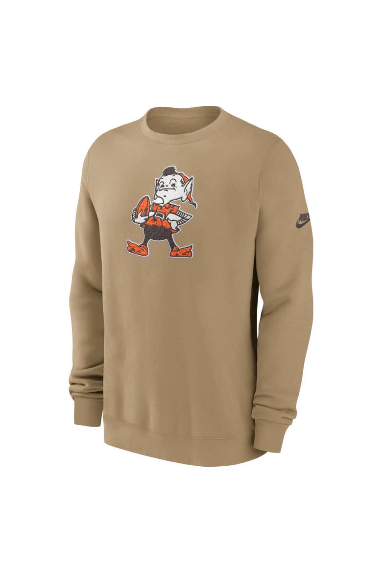 Men's Nike Brown Cleveland Browns Swing Pass Rewind Club Pullover Sweatshirt, Alternate, color, Brown