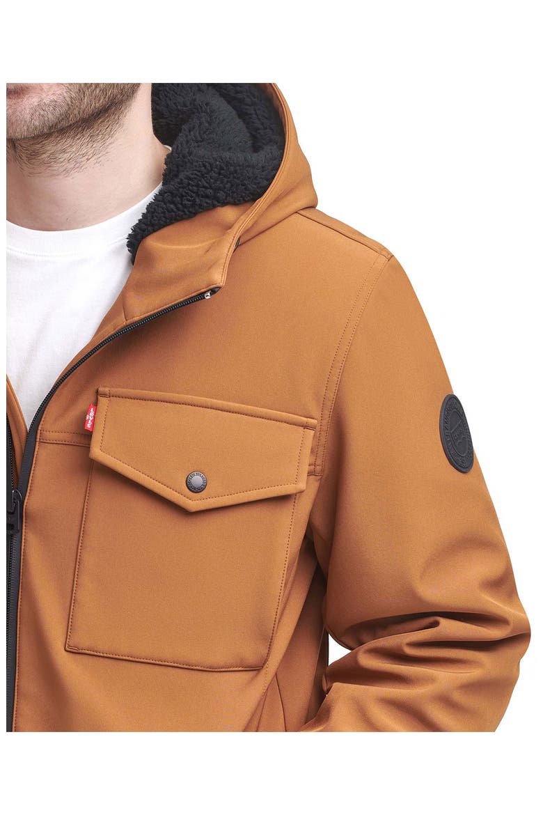 Soft Shell Faux Shearling Lined Jacket, Alternate, color, BROWN