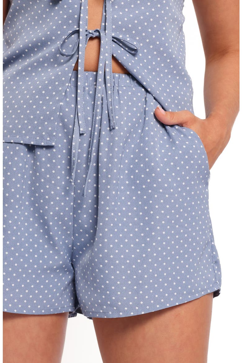 Beau Tie Front Halter Top & Shorts Set, Alternate, color, BLUE DOT