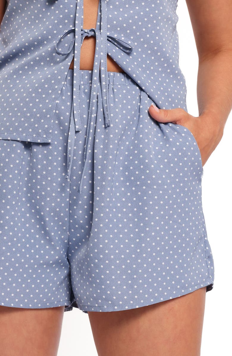 Petal & Pup Beau Tie Front Halter Top & Shorts Set, Alternate, color, Blue Dot