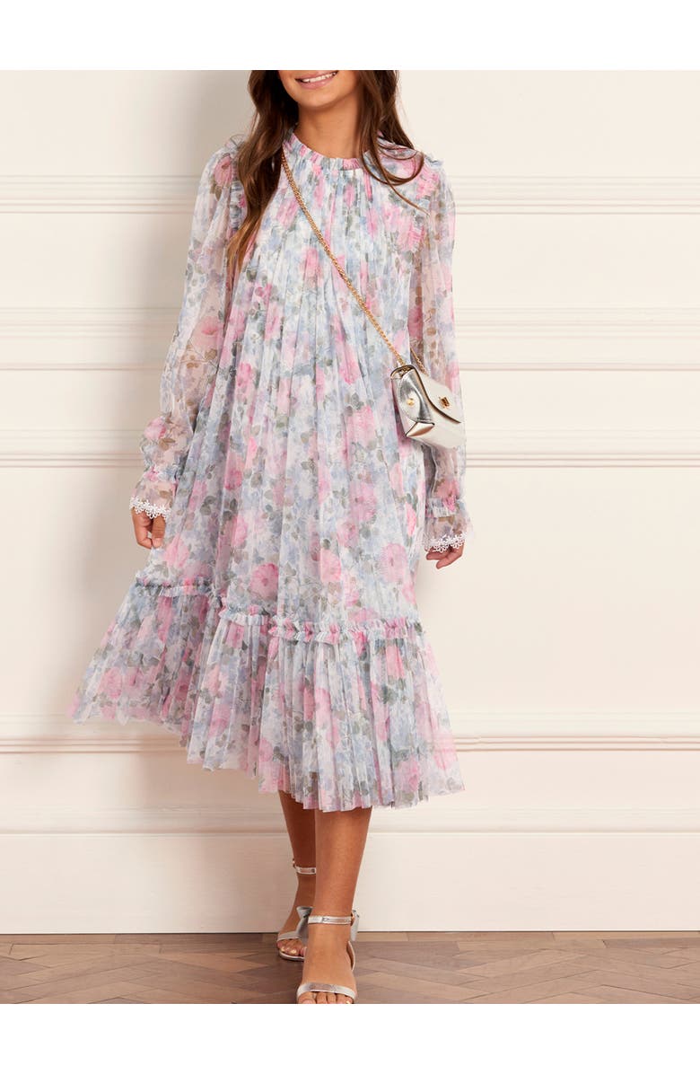 Needle & Thread Camille's Garden Long Sleeve Kids Dress, Alternate, color, Moonshine