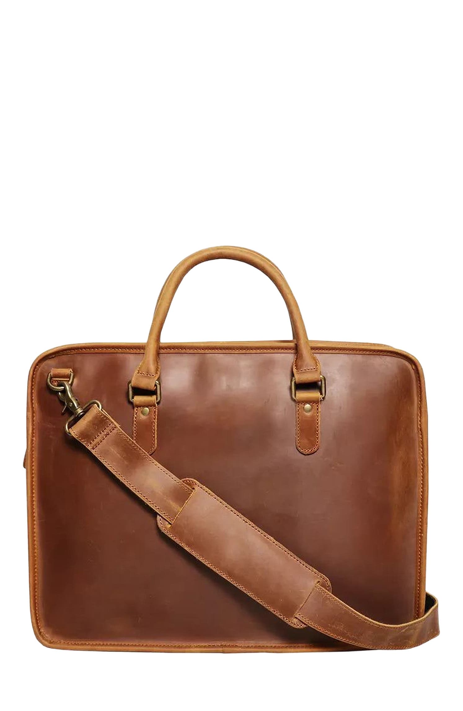 STEEL HORSE LEATHER The Hemming Leather Laptop Bag | Vintage Leather Briefcase, Alternate, color, Brown