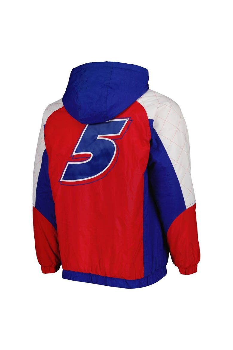 Men's Starter Royal/Red Kyle Larson The Body Check Half-Snap Pullover Jacket, Alternate, color, Royal