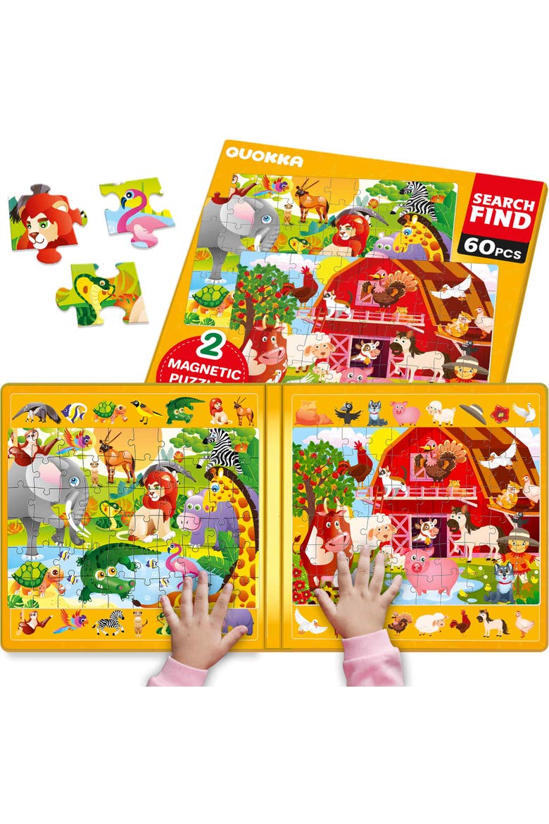 60 Pieces Magnetic Jigsaw Puzzles for Toddlers, Main, color, Farm