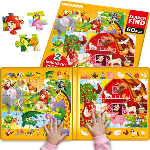 60 Pieces Magnetic Jigsaw Puzzles for Toddlers
