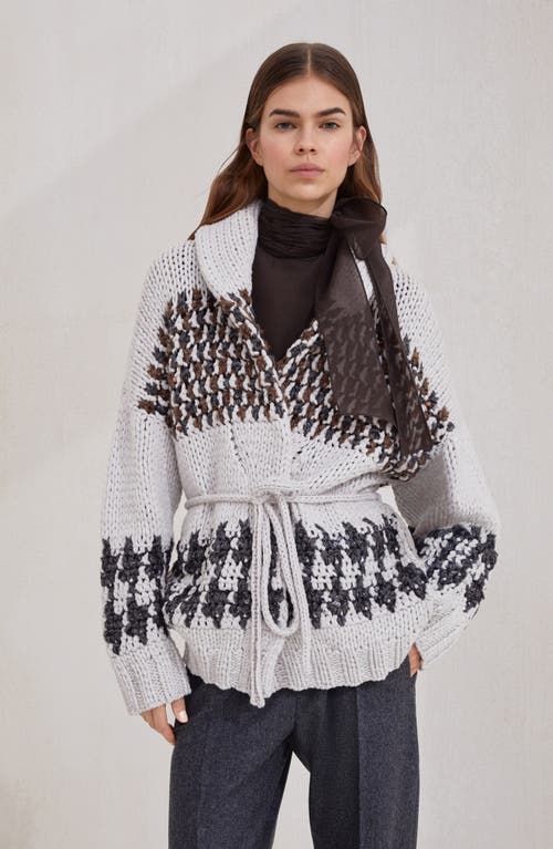 Brunello Cucinelli Prince Of Wales Opera Cardigan In White