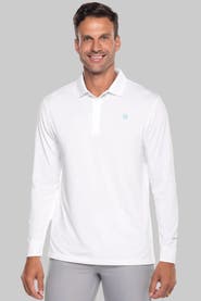 Coolibar Men's LumaLeo Long Sleeve Sports Polo, UPF 50+ Sun Protection