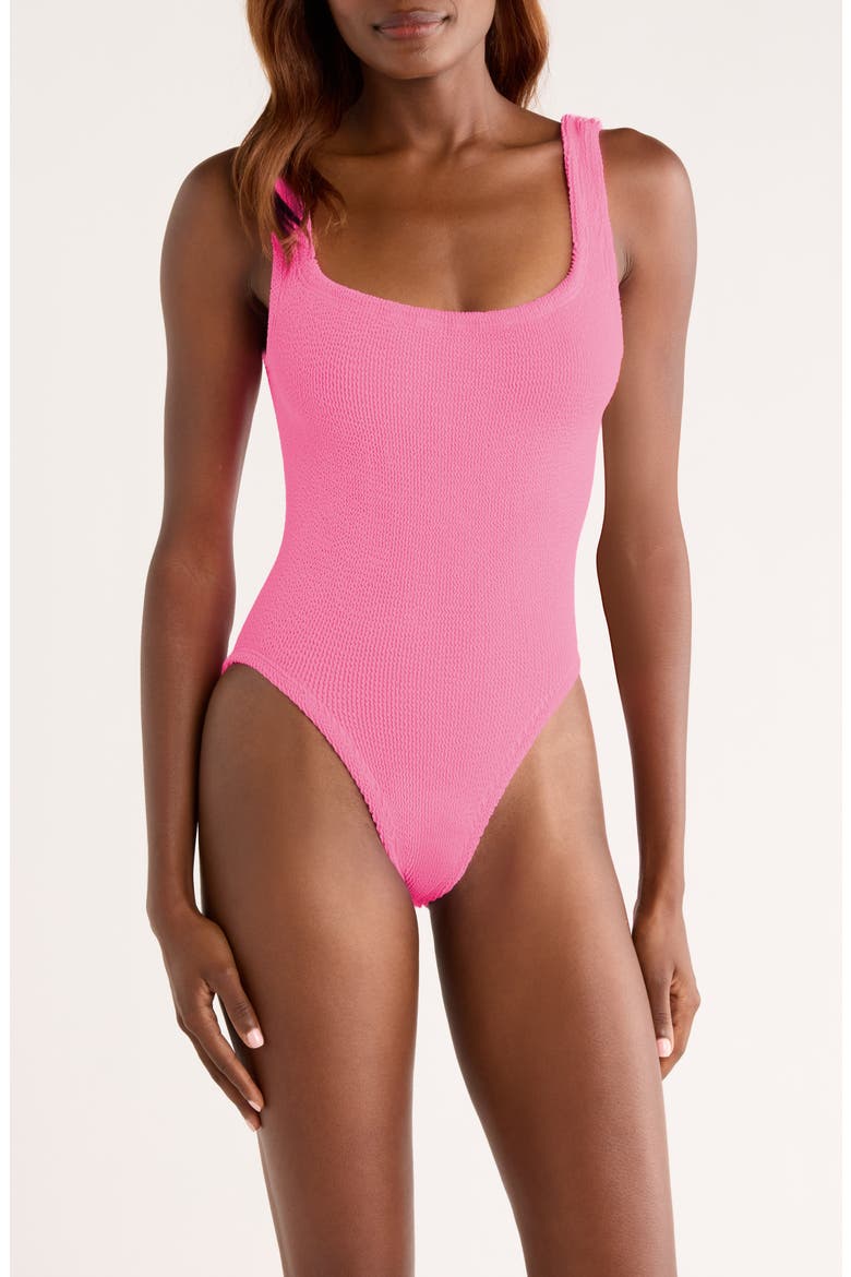 Square Neck One-Piece Swimsuit, Main, color, BUBBLEGUM