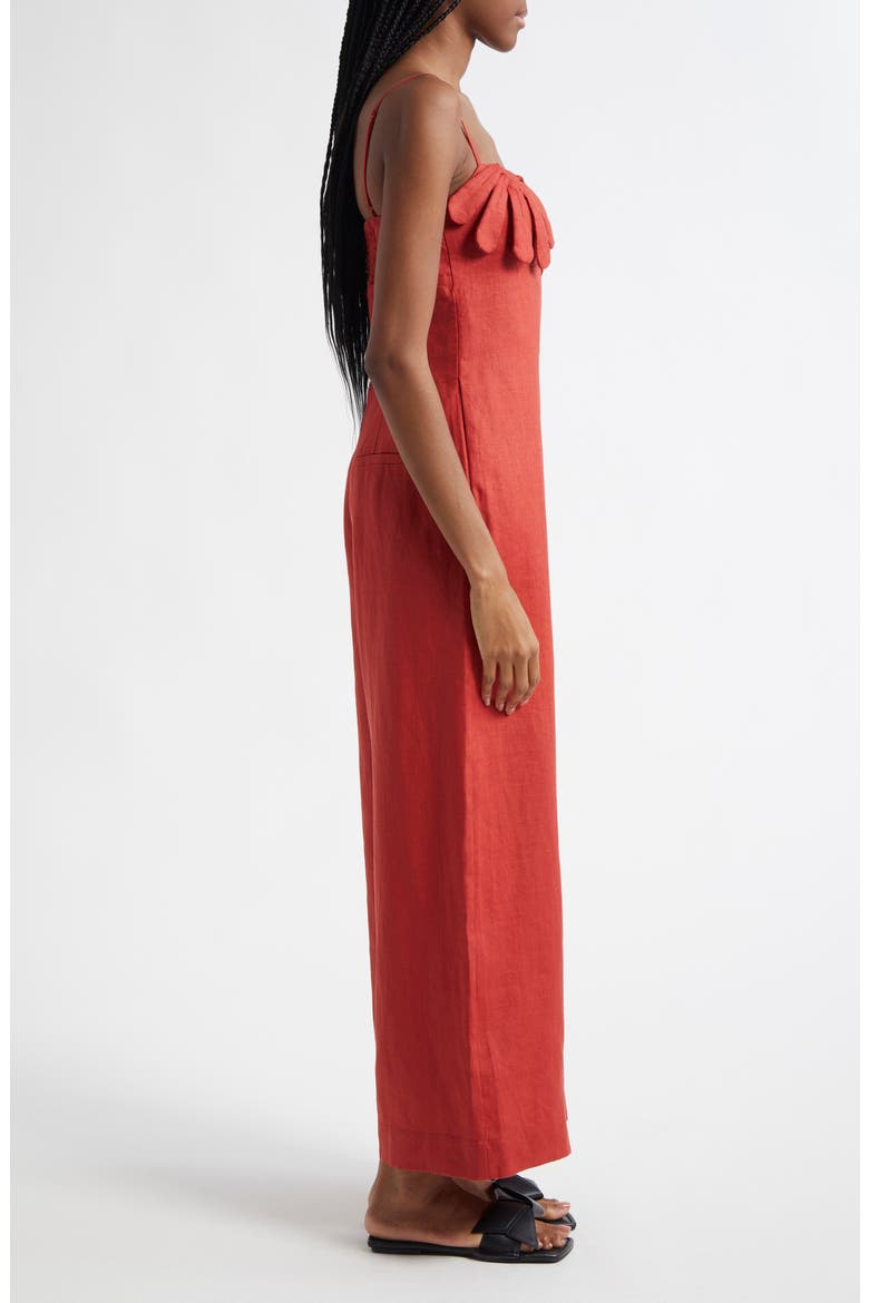 Red Petals Cup Wide Leg Linen Jumpsuit, Alternate, color, RED