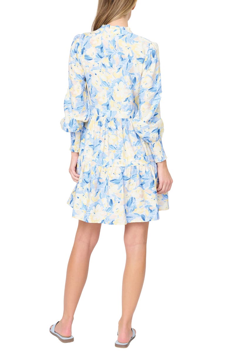 GIBSONLOOK Decked Out Print Long Sleeve Dress, Alternate, color, Yellow Navy Floral