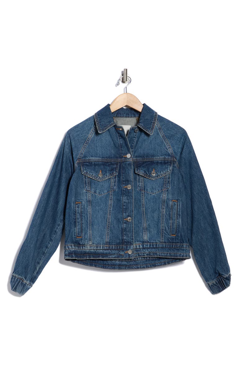 Simkhai Amie Zip Sleeve Denim Trucker Jacket, Alternate, color, Coronado