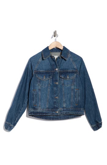 Simkhai Amie Zip Sleeve Denim Trucker Jacket In Multi