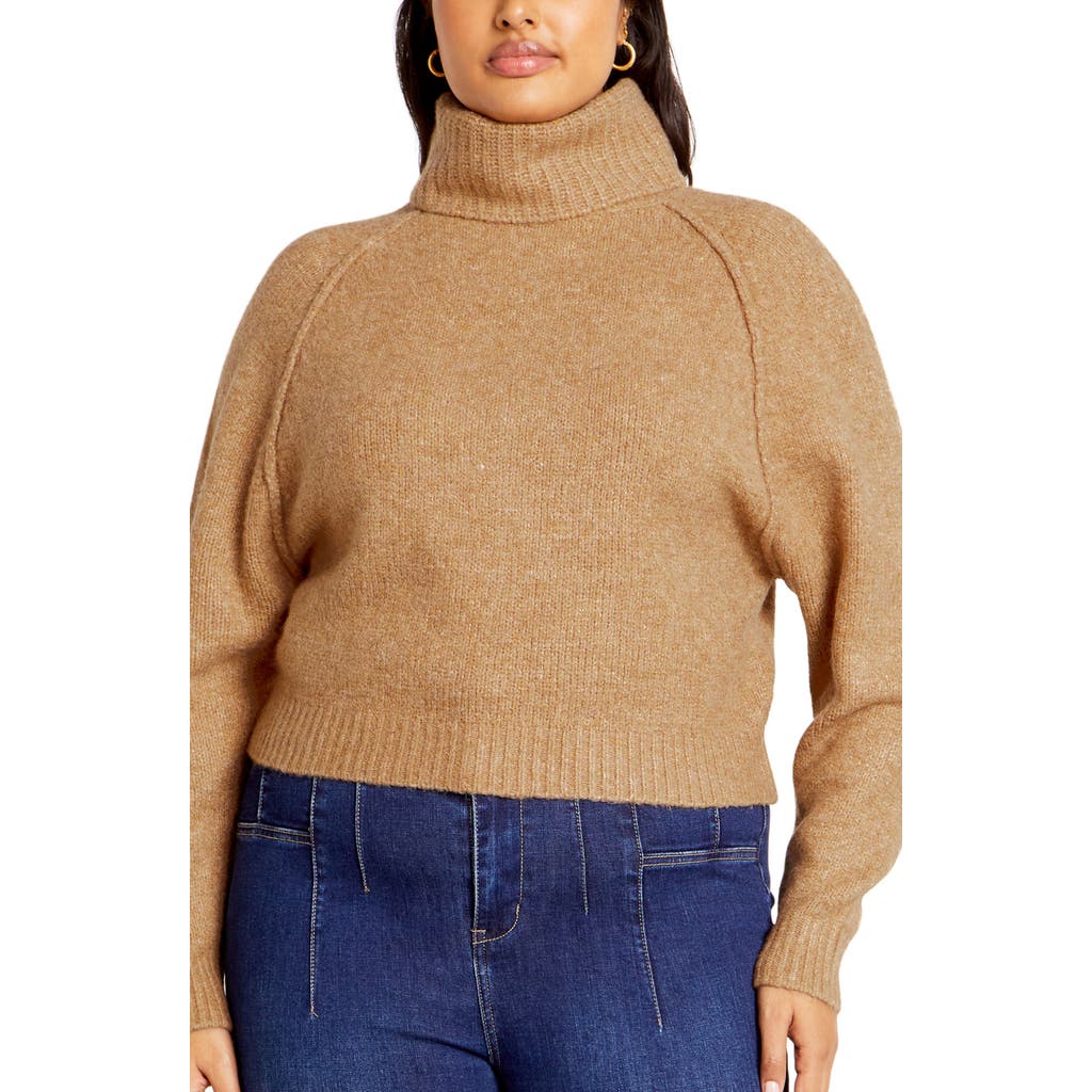 City Chic Demi Turtleneck Sweater In Animal Print