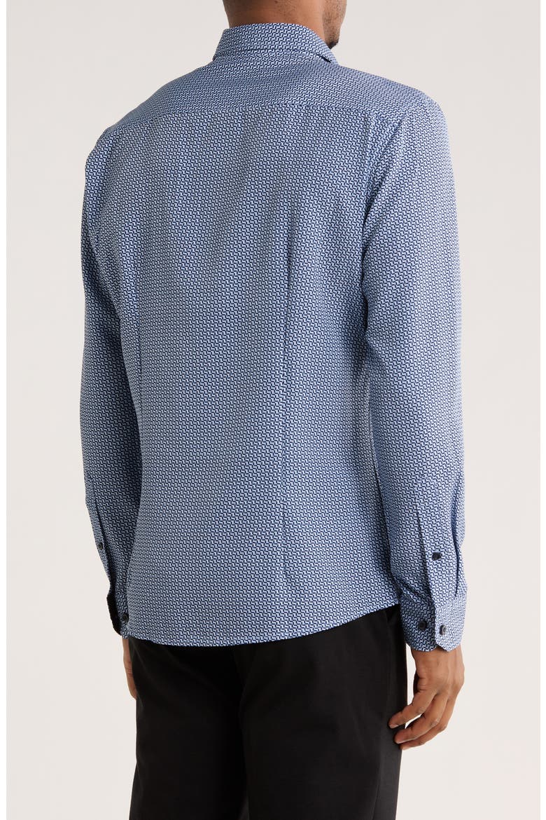 Geo Print Stretch Sport Shirt, Alternate, color, BLUE