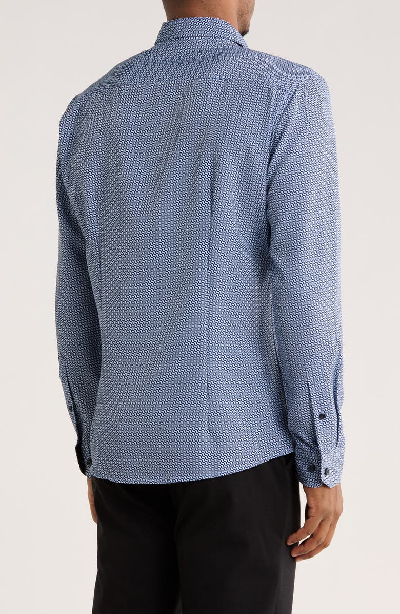 SOUL OF LONDON Geo Print Stretch Sport Shirt, Alternate, color, Blue