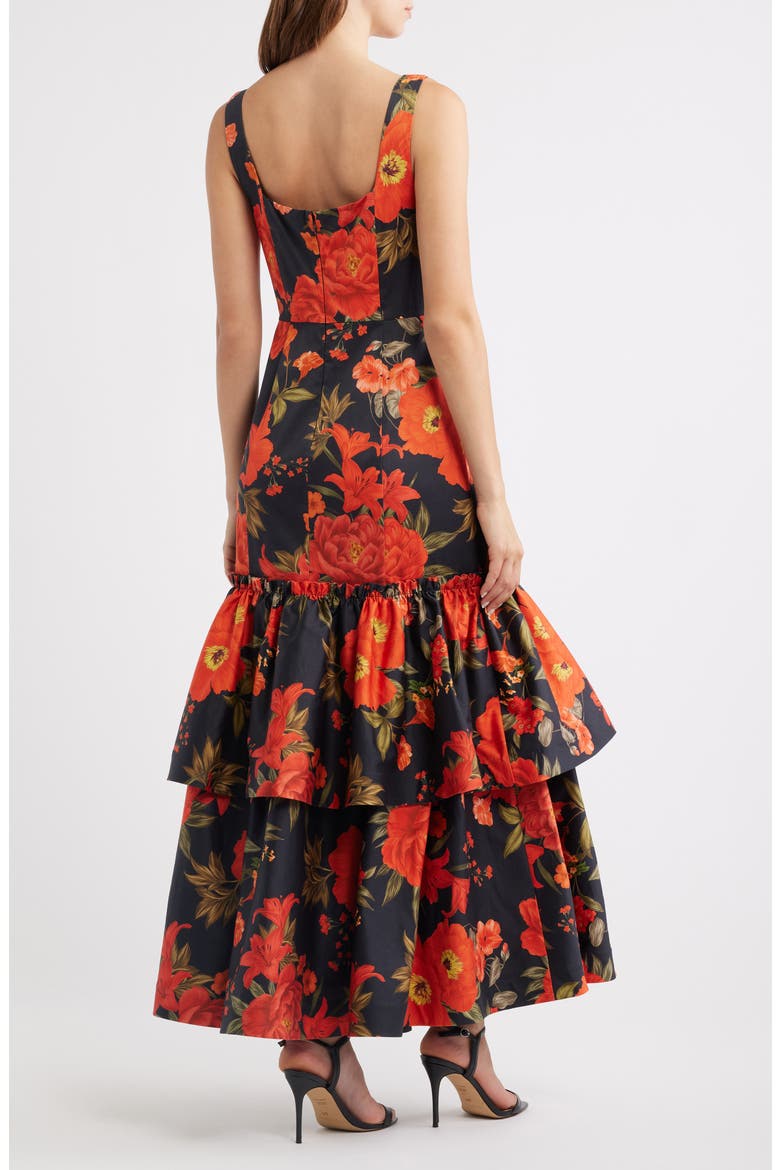 Avalee Floral Tiered Gown, Alternate, color, BLACK ROMANTIC SPANISH FLORAL