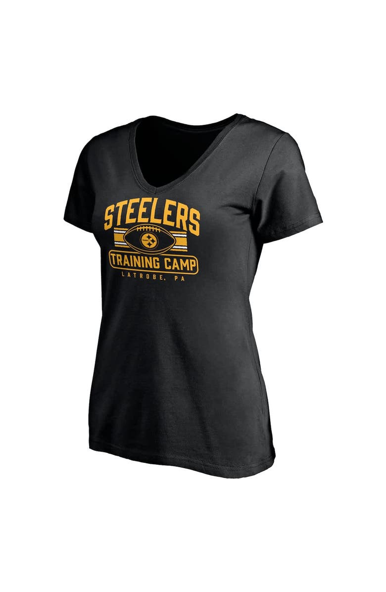 FANATICS Women's Fanatics  Black Pittsburgh Steelers Training Camp Stripe V-Neck T-Shirt, Alternate, color, Black