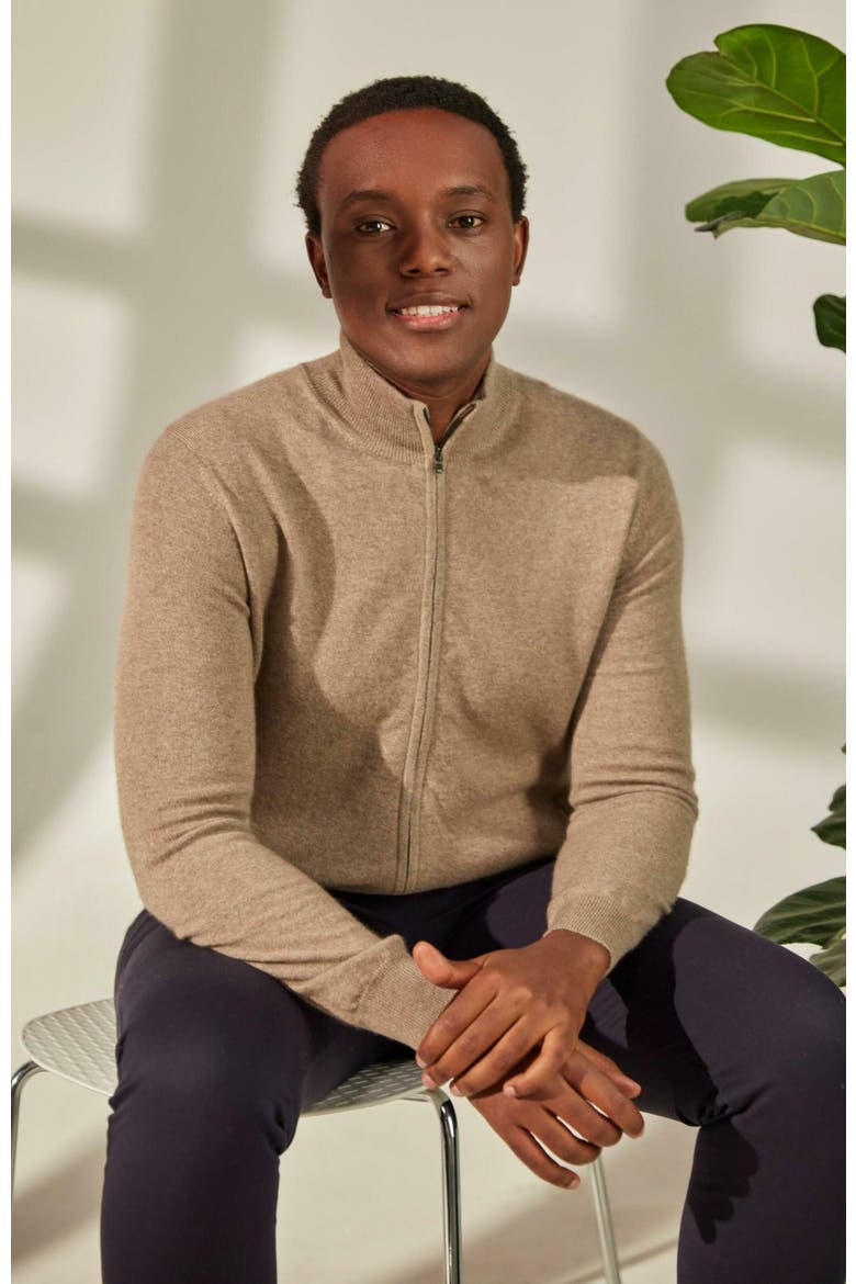 Essential Full-Zip Cashmere Cardigan, Alternate, color, taupe
