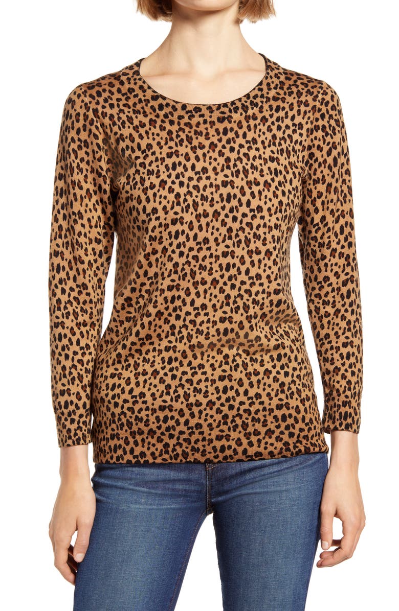 J.Crew Leopard Print Merino Wool Sweater, Main, color,