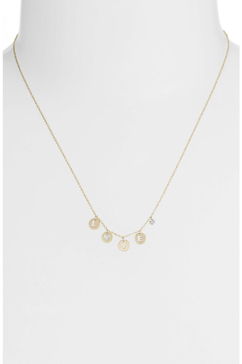 Love Diamond Charm Necklace, Alternate, color, YELLOW GOLD/ WHITE GOLD