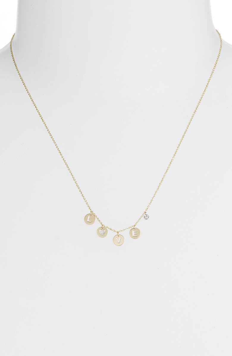 Meira T Love Diamond Charm Necklace, Alternate, color,