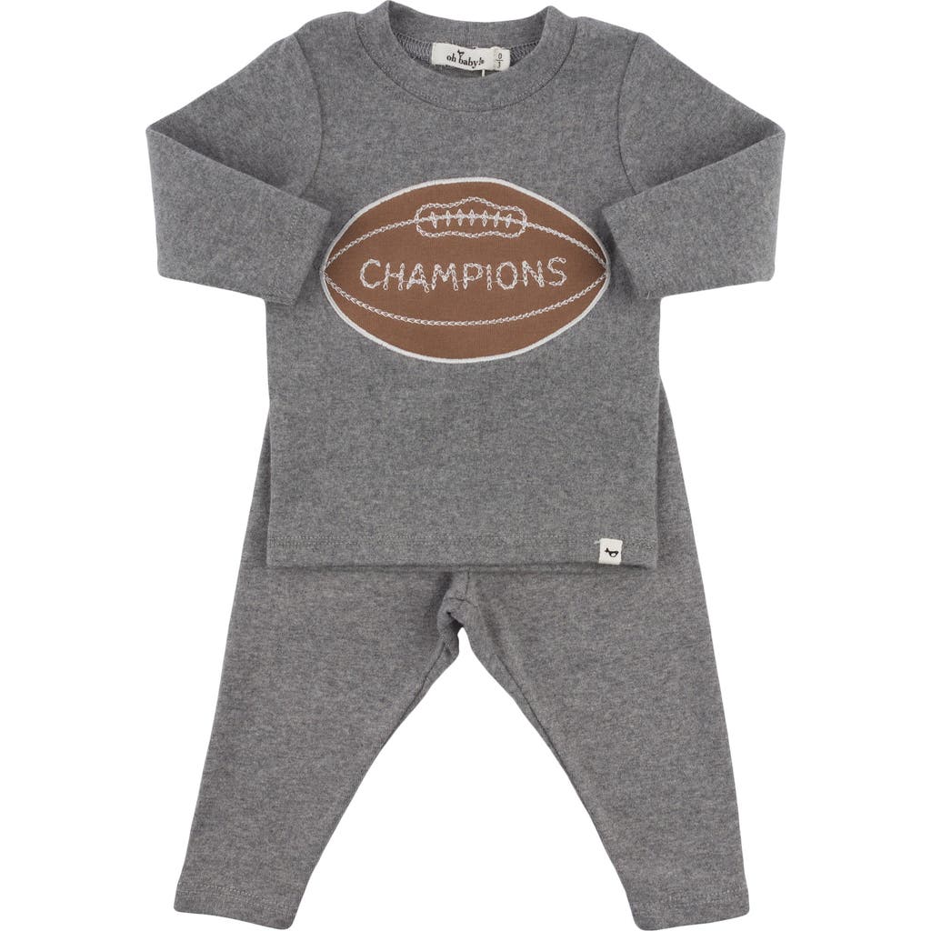 Oh Baby ! Football Patch Long Sleeve Two Piece Set In Coal
