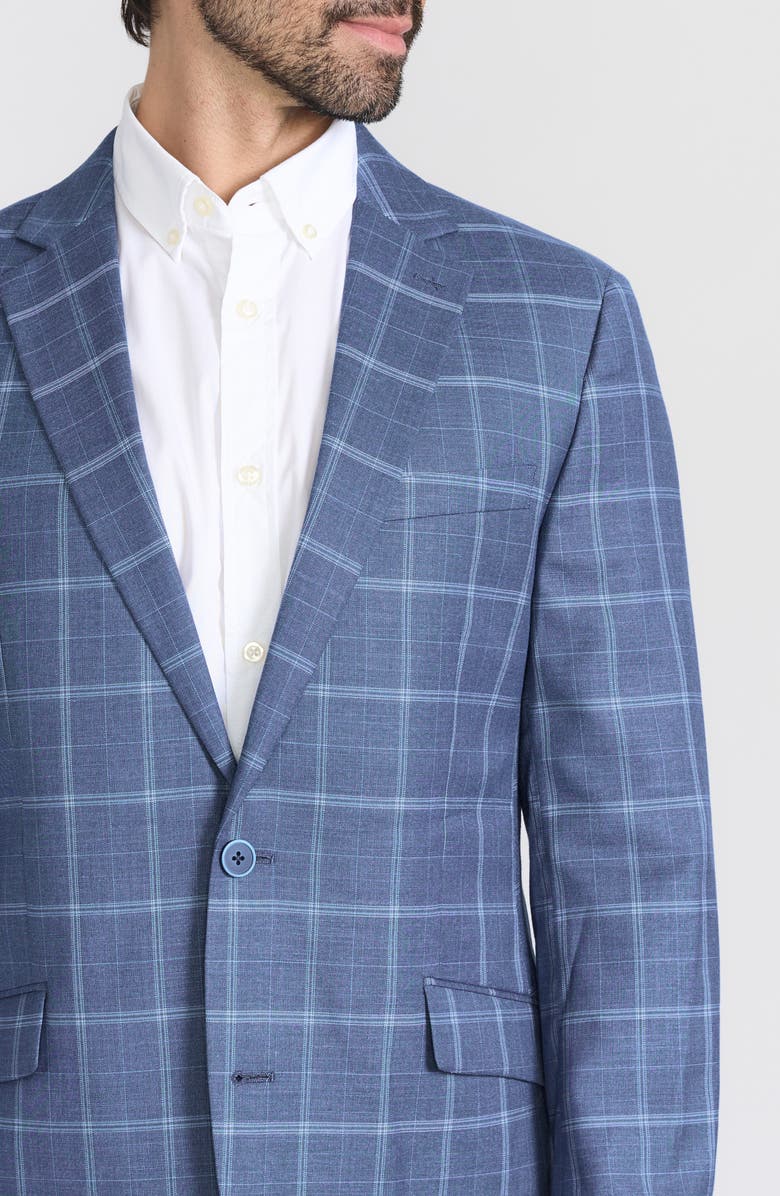SAVILE ROW CO Mayfair Plaid Notch Lapel Blazer, Alternate, color, Blue