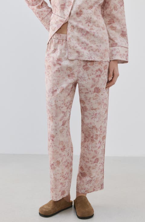 Print Cotton Pajama Pants