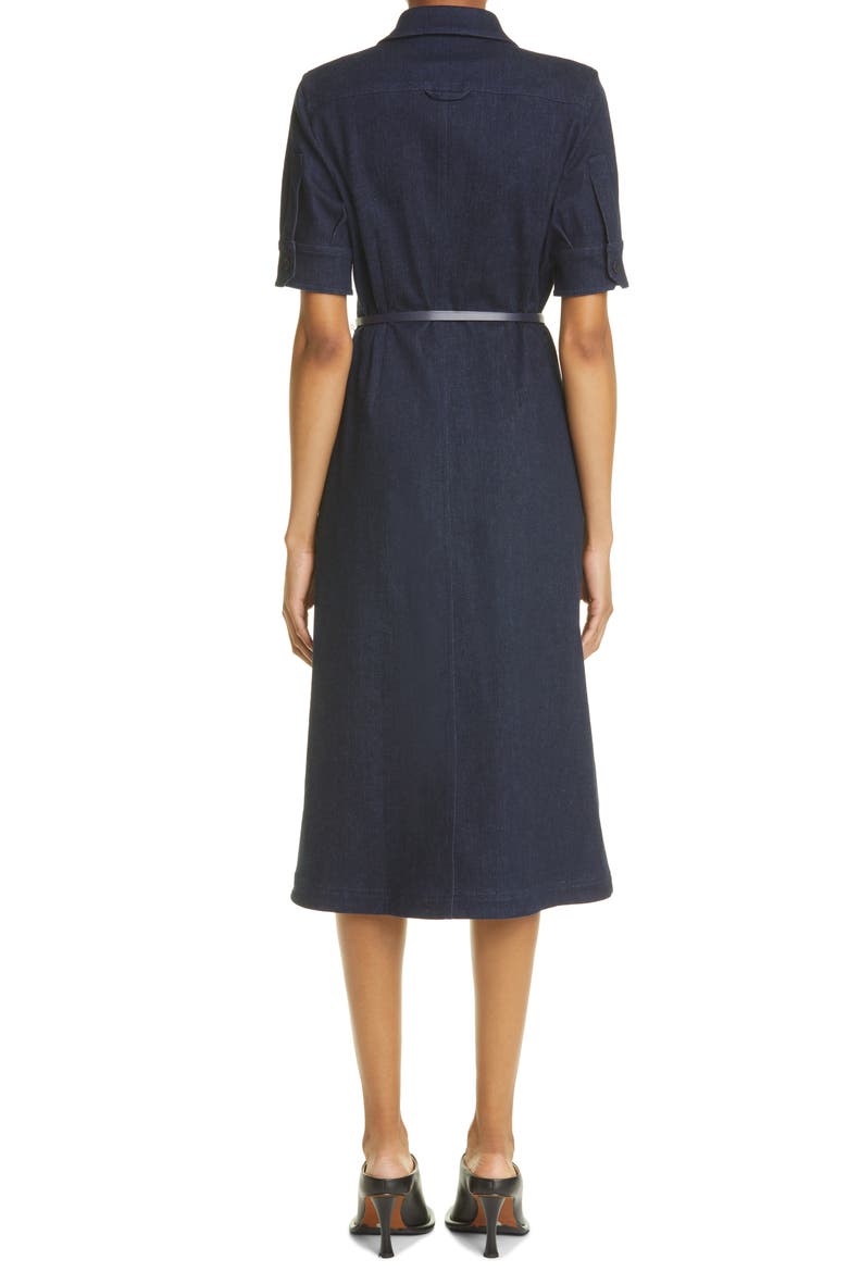 Kieran Belted Denim Serge Midi Shirtdress, Alternate, color, BERRY BLUE